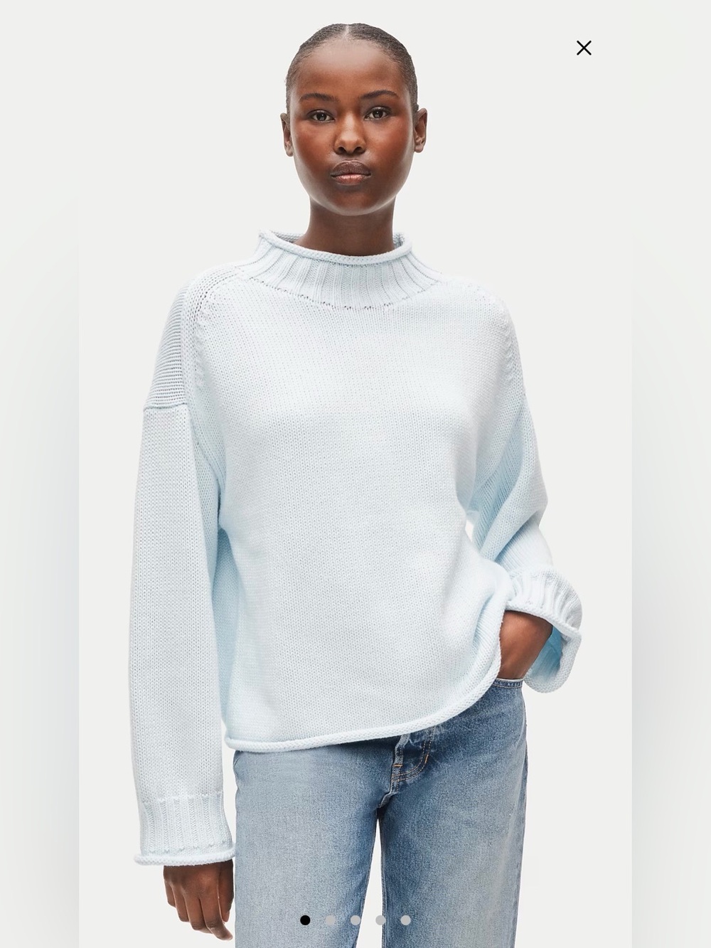 J.Crew Rollneck Sheer Light Blue Crewneck Women's Sweater